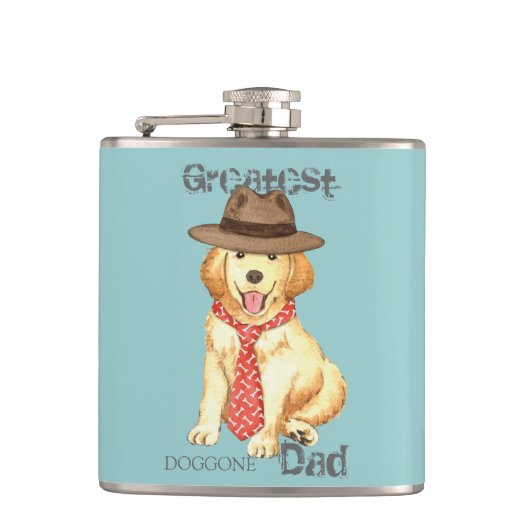 Golden Retriever Vater Flachmann (Vorderseite)