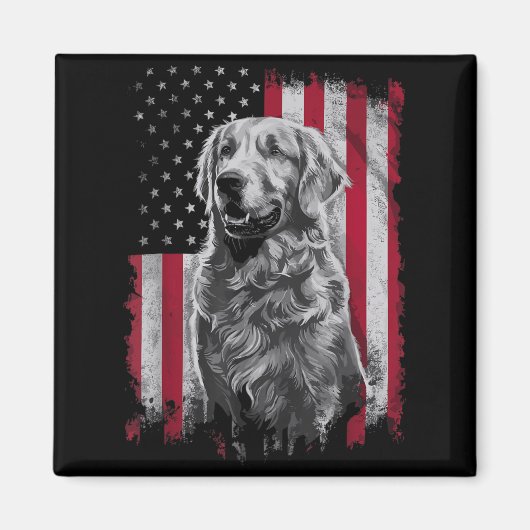 Golden Retriever Vater Mutter Amerika 4. Juli Magnet (Vorne)