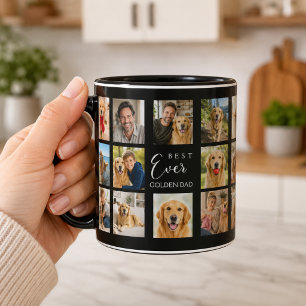Golden Retriever Vater Papa Fotocollage schwarz Tasse
