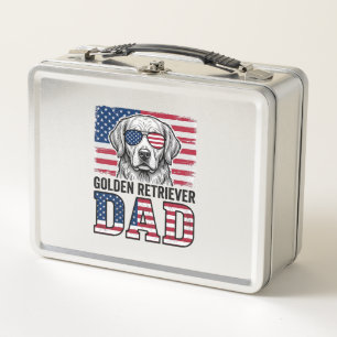 Golden Retriever Vater Patriotisches Vintage Hund- Metall Brotdose