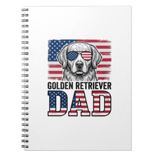 Golden Retriever Vater Patriotisches Vintage Hund- Notizblock