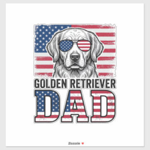 Golden Retriever Vater Patriotisches Vintage-Hunde Aufkleber