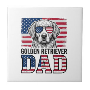 Golden Retriever Vater Patriotisches Vintage-Hunde Fliese