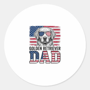 Golden Retriever Vater Patriotisches Vintage-Hunde Runder Aufkleber