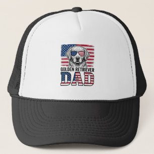 Golden Retriever Vater Patriotisches Vintage-Hunde Truckerkappe