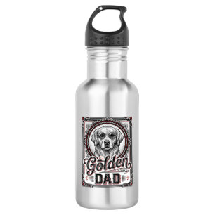 Golden Retriever Vater Vintage Gravur Design_1 Edelstahlflasche