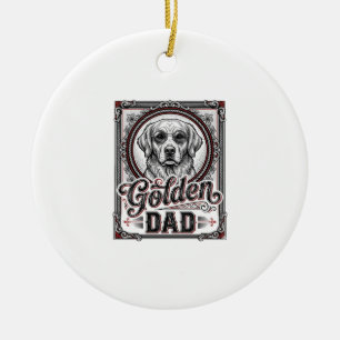 Golden Retriever Vater Vintage Gravur Design_1 Keramik Ornament