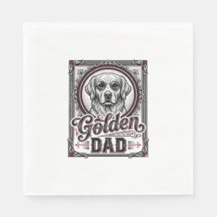 Golden Retriever Vater Vintage Gravur Design_1 Serviette