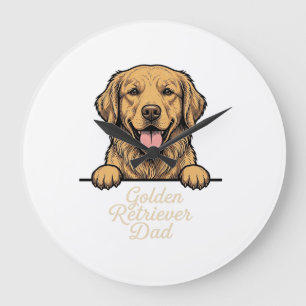 Golden Retriever Vater Vintage Gravur Große Wanduhr