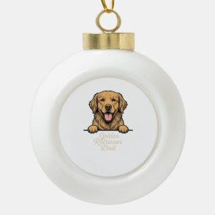 Golden Retriever Vater Vintage Gravur Keramik Kugel-Ornament