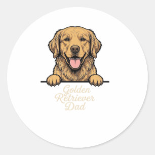 Golden Retriever Vater Vintage Gravur Runder Aufkleber