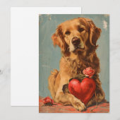 Golden Retriever Vintag Valentinstag Feiertagskarte (Vorne/Hinten)