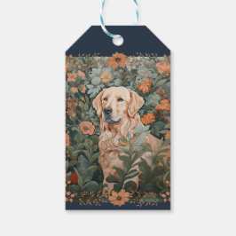 Golden Retriever Vintage Blumentapestes Geschenkanhänger