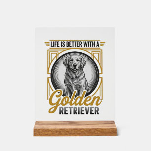 Golden Retriever Vintage Gravur Hundeliebhaber-Shi Acrylschild