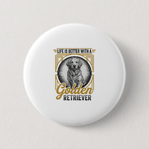 Golden Retriever Vintage Gravur Hundeliebhaber-Shi Button