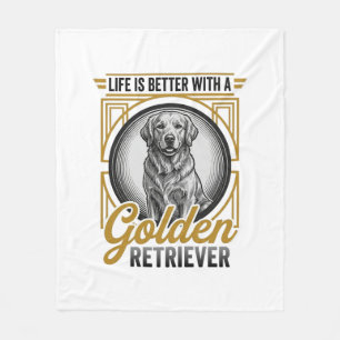 Golden Retriever Vintage Gravur Hundeliebhaber-Shi Fleecedecke