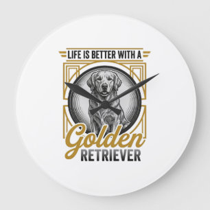 Golden Retriever Vintage Gravur Hundeliebhaber-Shi Große Wanduhr