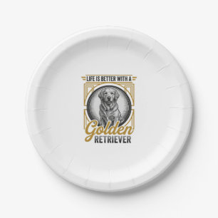 Golden Retriever Vintage Gravur Hundeliebhaber-Shi Pappteller