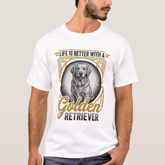 Golden Retriever Vintage Gravur Hundeliebhaber-Shi T-Shirt