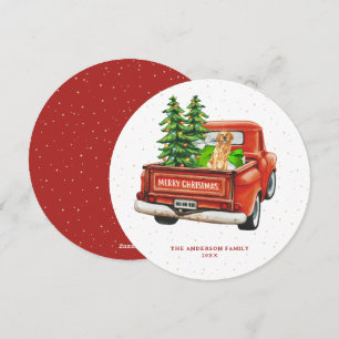 Golden Retriever Vintage Roter LKW Weihnachten