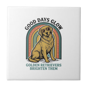 Golden Retriever Vintage-Shirt Retro-Gravur Hund Fliese