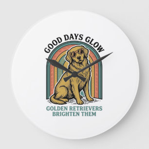 Golden Retriever Vintage-Shirt Retro-Gravur Hund Große Wanduhr