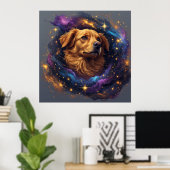 Golden Retriever von Whimsical Cosmos Poster (Heimbüro)