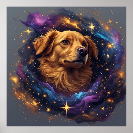 Golden Retriever von Whimsical Cosmos Poster (Vorne)