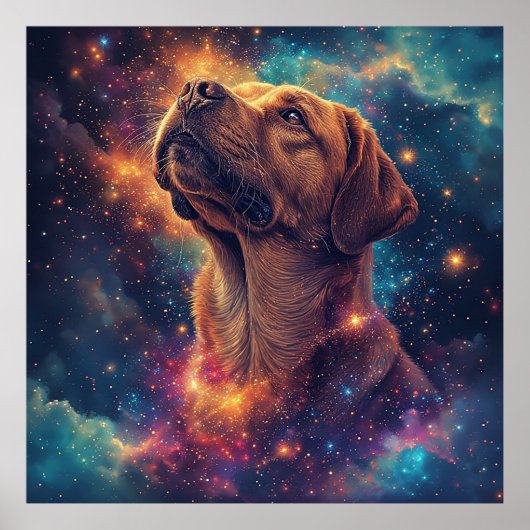 Golden Retriever von Whimsical Cosmos Poster (Vorne)