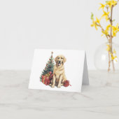 Golden Retriever w Christmas Tree and Gift BLANK Karte (Gelbe Blume)
