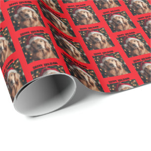 Golden Retriever W Weihnachtsmannmütze Gift Wrap, Geschenkpapier