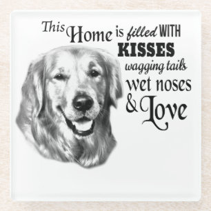 Golden Retriever Wagging Schwanz Hund Zitat Glasuntersetzer