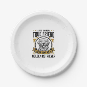 Golden Retriever Wahrer Freund Vintage Hunde Liebh Pappteller