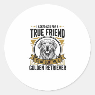 Golden Retriever Wahrer Freund Vintage Hundeliebha Runder Aufkleber
