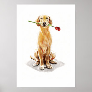 Golden Retriever Wandkunst–Aquarell-Kunstprint Poster