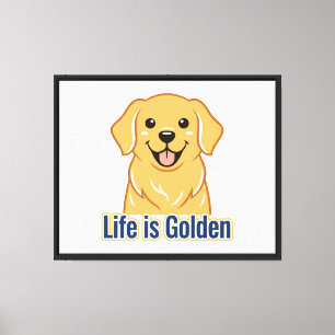 Golden-Retriever-Wandkunst – „Life is Golden“ Druc Leinwanddruck