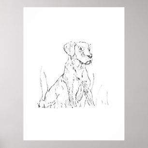 Golden Retriever Wandkunst Poster, Tintenillustrat Poster