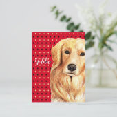 Golden Retriever Wasserfarbe Personalisiert Postkarte (Stehend Vorderseite)
