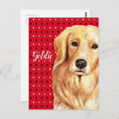 Golden Retriever Wasserfarbe Personalisiert Postkarte (Vorne/Hinten)
