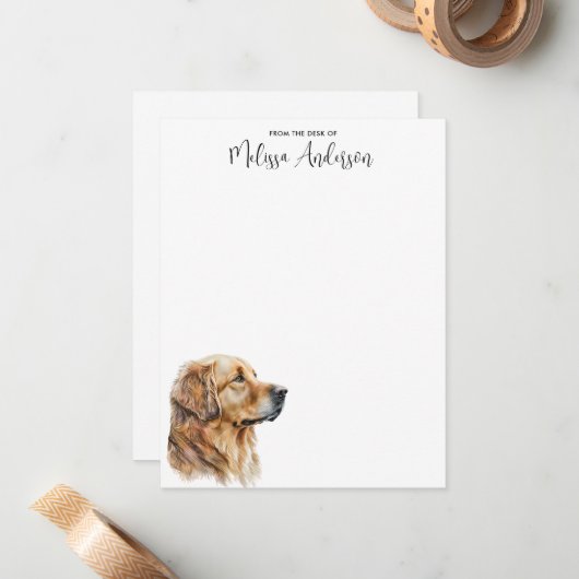 Golden Retriever Wasserfarbe Personalisierter Hund Mitteilungskarte (Vorderseite/Rückseite Beispiel)