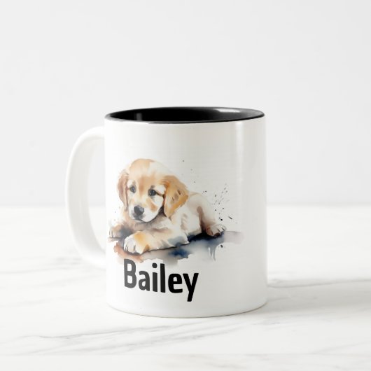 Golden Retriever Wasserfarbe Tasse (Vorderseite Links)
