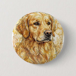 Golden Retriever Wasserfarbenkunst Runde Knöpfe Button