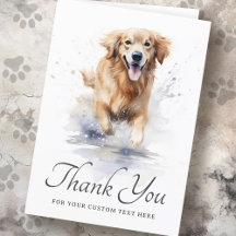 Golden retriever watercolor custom text thank you