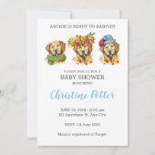 Golden Retriever Watercolor Kinderdusche Einladung (Vorderseite)