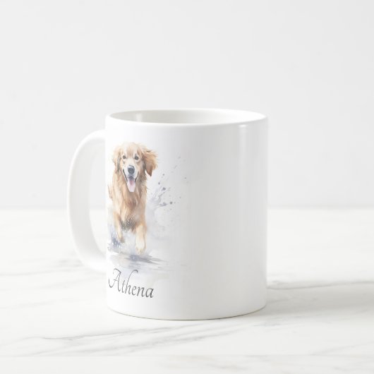 Golden retriever watercolor painting custom text kaffeetasse (Vorderseite Links)
