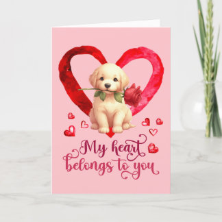Golden Retriever Watercolor Valentinstag Card Feiertagskarte