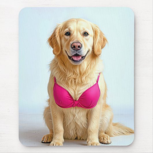Golden Retriever Wearing a Pink Bra Mousepad (Vorne)