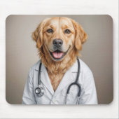 Golden Retriever Wearing a White Lab Coat Mousepad (Vorne)
