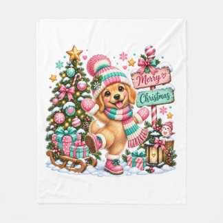 Golden Retriever Weihnachten Fleecedecke