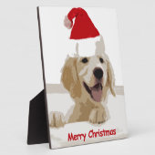 Golden Retriever Weihnachten mit Weihnachtsmannmüt Fotoplatte (Seite)